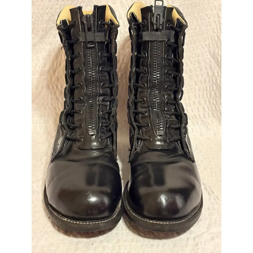 Chippewa USA VTG Steel Toe Black Leather Trooper Tactical Moto Boots Men Size 9C